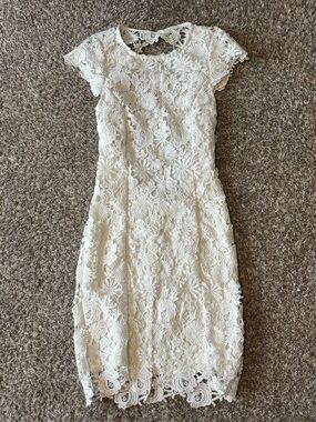 Lulu's Ivory Floral Lace Midi Dress